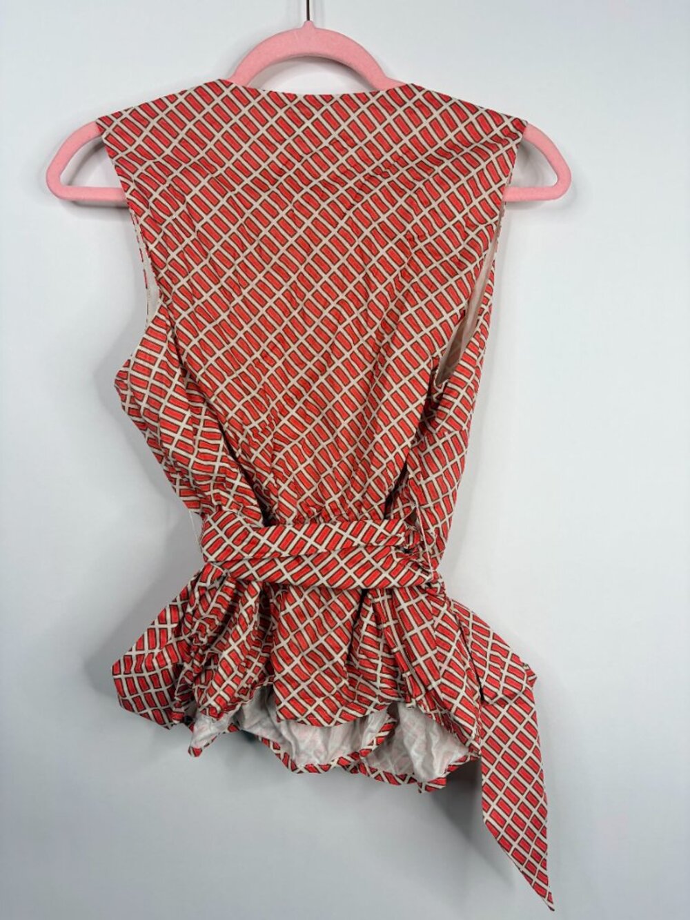 2/$30 Banana Republic Wrap Voile Top Orange Geo Medium #A2518 - Picture 7 of 11